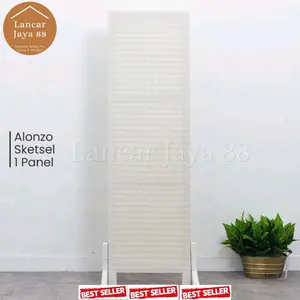 Sekat Ruangan Rotan Sintetis Putih 1 Panel