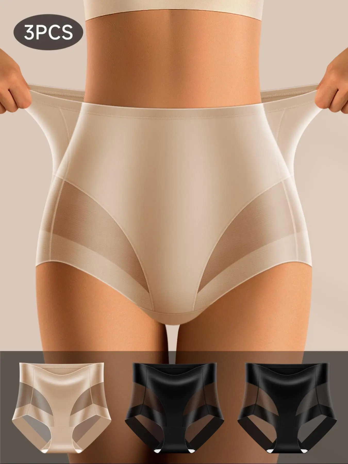 Women's Solid Color High Waist Panty, Breathable Comfortable Knicker for Daily Wear, Ladies Underwear for All Seasons
