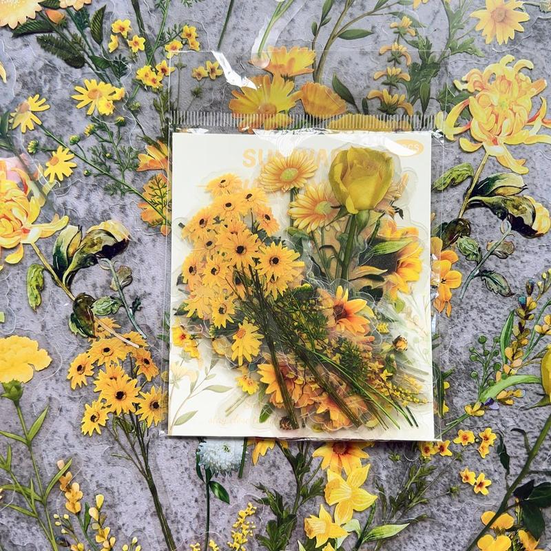 40pcs/pack Flower Pattern Sticker, Waterproof Decorative Sticker For DIY Scrapbook Water Bottle 5
