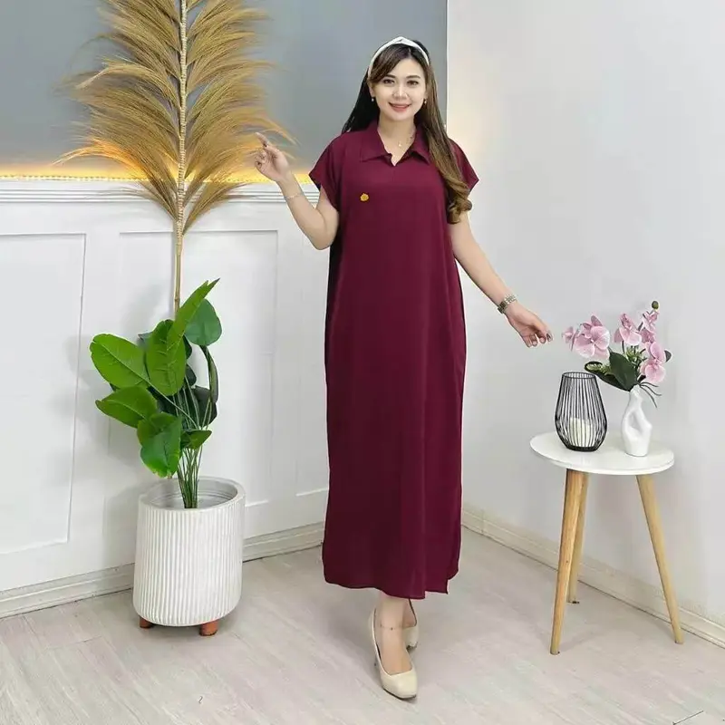 Daster aletha Model kekinian kerah kemeja bahan cinkle airflow LD120 cm PB120 cm 8