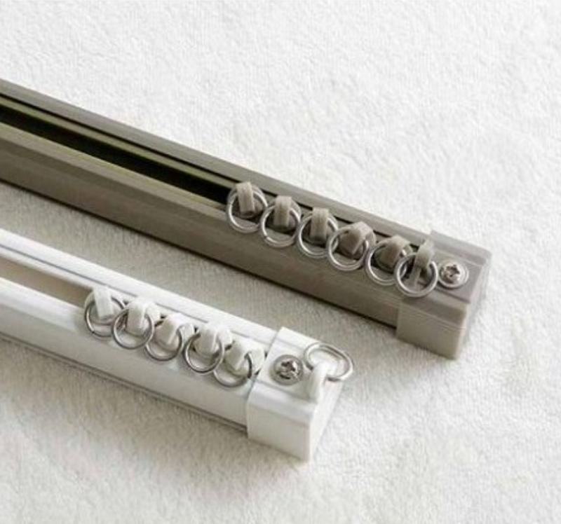 Thanh ray trượt treo rèm cửa đầy đủ phụ kiện pát đỡ, bộ bi trượt