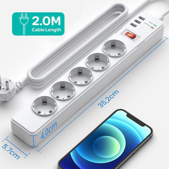 Gambar Ges Surge Protector GM5U-NR GM5UNR 5 Outlets 230V Colokan Anti Petir 5 Sockets 3 USB Output 2M Kabel Garansi 2 Tahun dari DYNAMIX IT Kota Surabaya Tokopedia