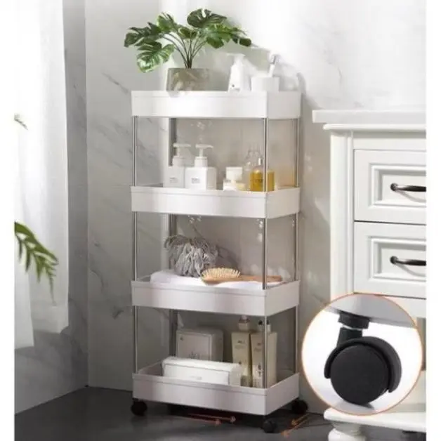 ￼Kệ đựng đồ đa năng 3 tầng,4 tầng có bánh xe đẩy chuyên dụng cho spa, phòng tắm, bếp chất liệu inox cao cấp