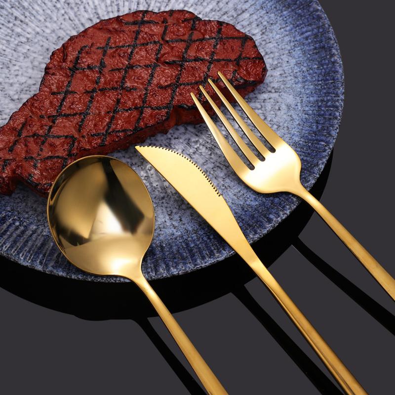 Product Introduction of Stainless Steel Forks Spoons Western-style Food Steak Tableware Simple High-quality Gold Silver Soup Spoons Thin Style Portuguese Tableware for Kitchen Restaurant Hotel 19