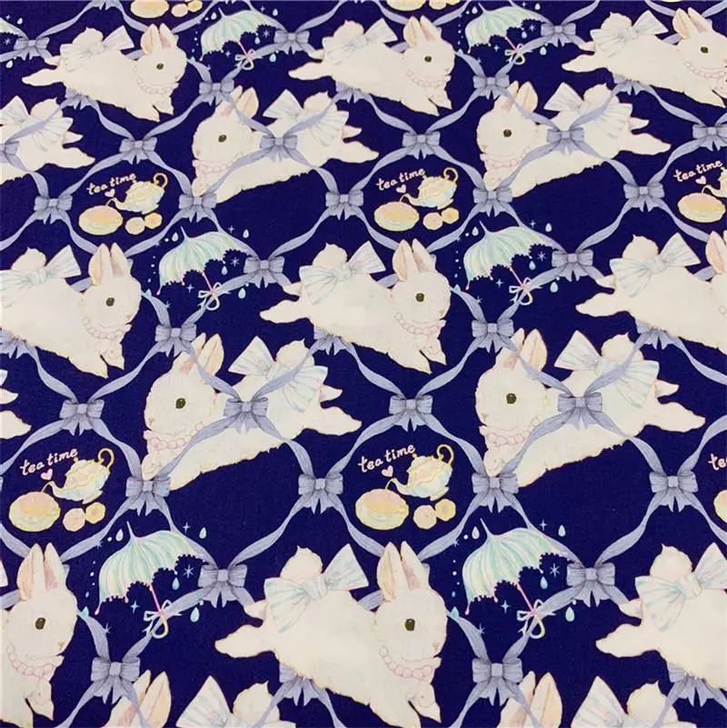 Blue Rabbit Easter Plain cotton fabric for Tissue Kids Home  Textile Patchwork Cloth DIY Sewing Quilting Curtain Lolita material
