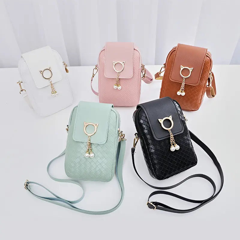 Túi Đeo Vai Nữ, Túi Nhỏ Thời Trang Mùa Xuân, Túi Đeo Chéo Mini Dệt, Có Ngọc Trai, Thích Hợp Cho Điện Thoại, Dành Cho Nữ