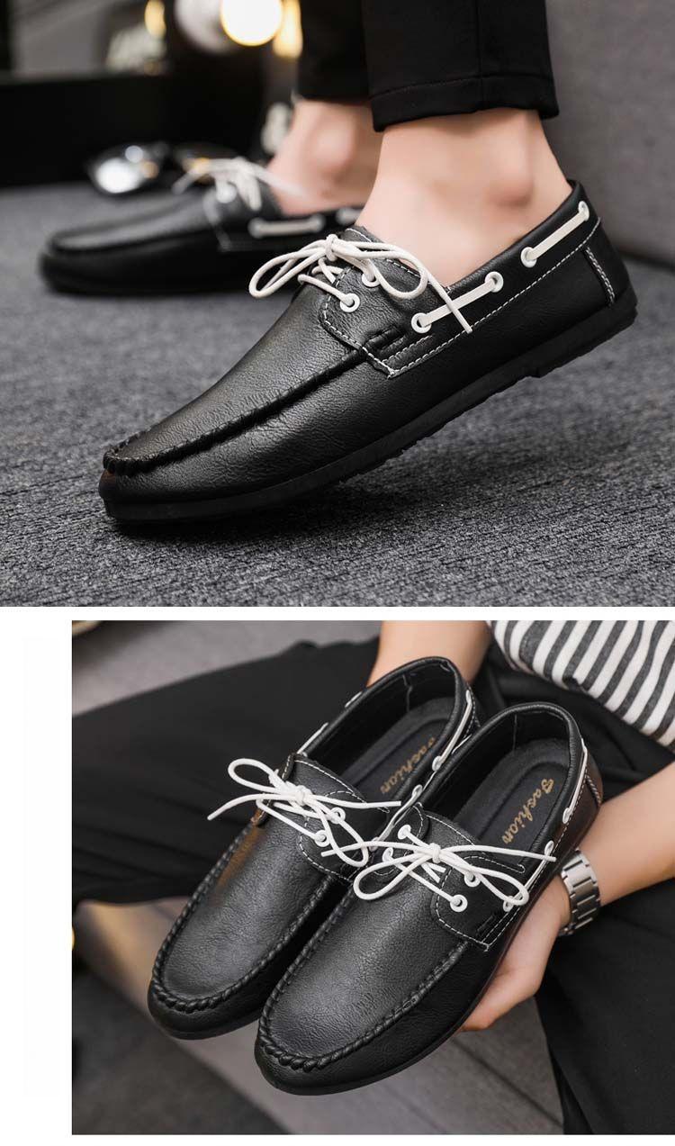 Product Introduction of Round Toe Shoes Casual Men's Slip-on Leather Shoe Flat Lightweight Breathable Dress Shoes 2024 New 21