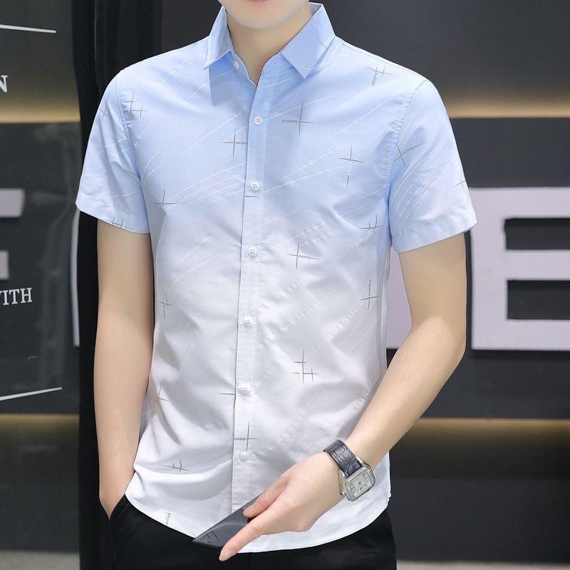 Áo Sơ Mi Nam Ngắn Tay Sao Băng Loang Màu Thời Trang Hàn Quốc Chất Liệu Kate Lụa Ít Nhăn Dễ Phối Đồ Menswear Shirt