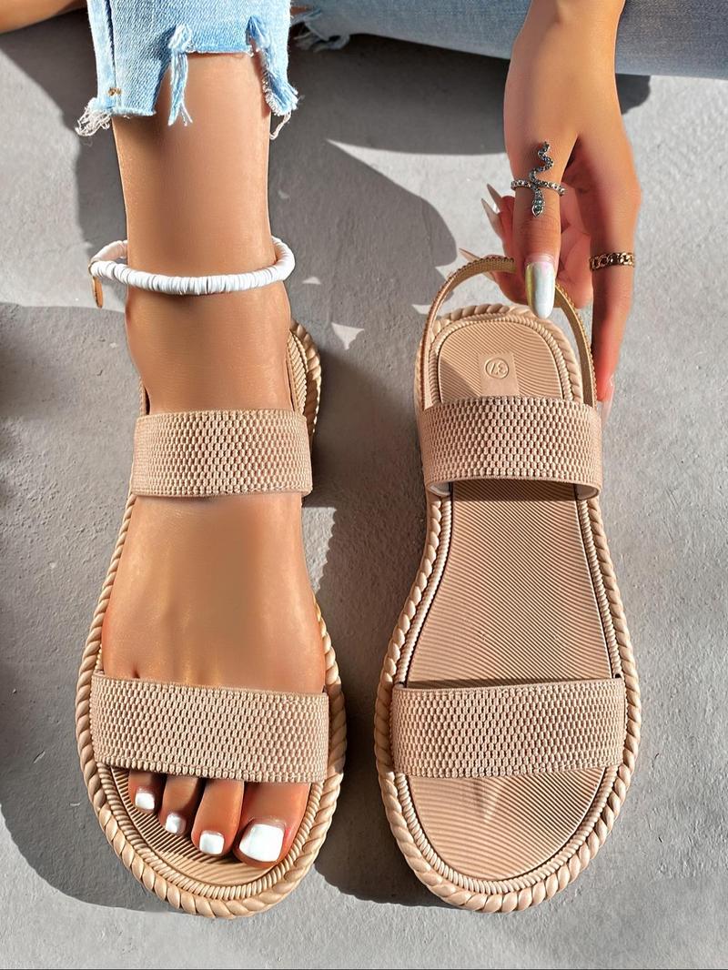 Product Introduction of Women's Fashionable Plain Color Flat Sandals, Casual Versatile Open Toe Sandals for Summer, Lightweight Breathable Comfortable Shoes for Daily Wear 2