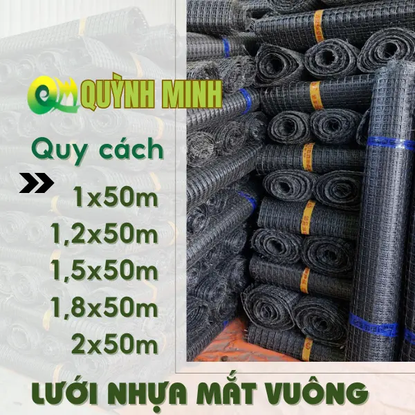 [ 130g lỗ 3cm] 2mx50m - Lưới nhựa nguyên sinh HDPE chiều dài 50m + tặng kèm 100 cái dây rút 4
