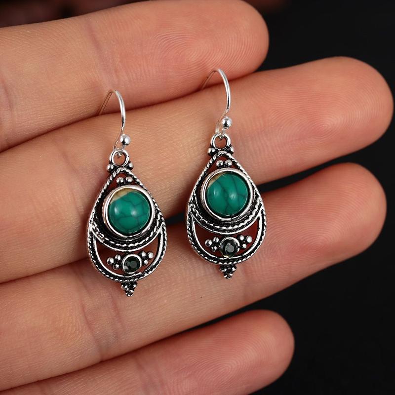Bông Tai Ngọc Lam, Thời Trang Lủng Lẳng Của Phụ Nữ, Đá Quý Tự Nhiên, Mạ Bạc 925 0