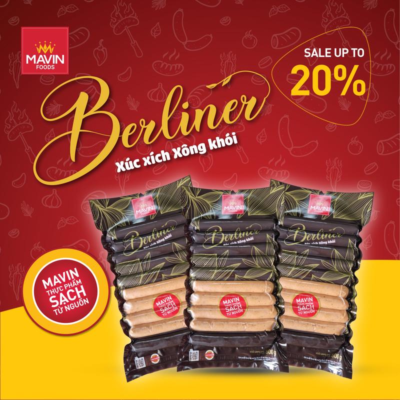 Xúc xích Berliner - gói 500 gram - 10 chiếc xúc xích Food Heo