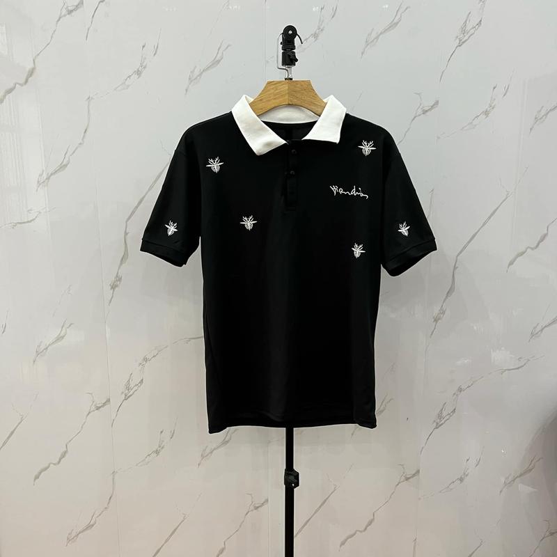 Áo polo nam nữ cổ bẻ logo ong cotton cá sấu thêu nổi logo ong 40.95 kg basic boy phố Menswear Kem Shirt Ngắn Tay