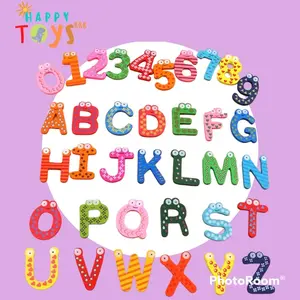 HAPPYTOYS.888 #A45 ALPHABET MAGNET BIG isi 26pcs ukuran besar / Tempelen Kulkas Bahan Kayu /  Magnet Huruf