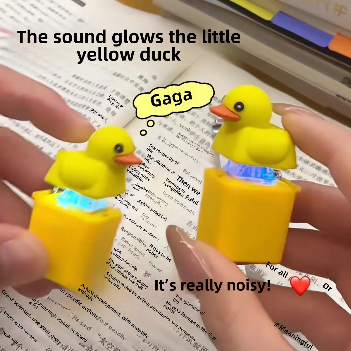 Little Yellow Duck Stress Relief Toy Glowing Artifact Keychain Percussion Instrument Student Gift