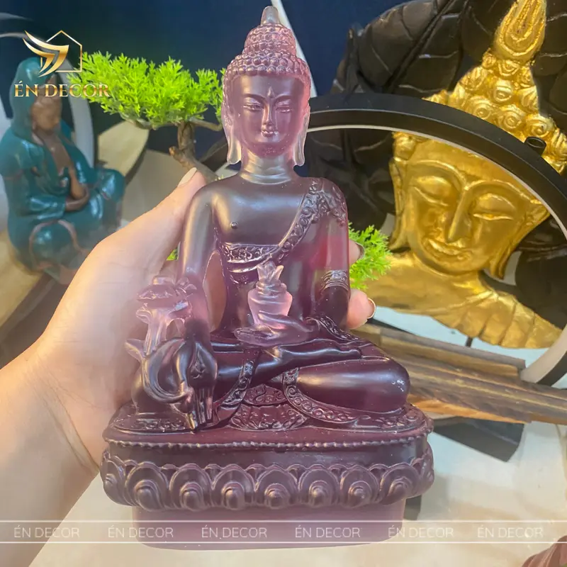 [ DECOR ] Tượng Phật Dược Sư lưu ly mini ÉN DECOR 7 màu hàng loại 1 decor trang trí phong thuỷ, an nhiên Decor Phòng Trang Trí Nhà 2