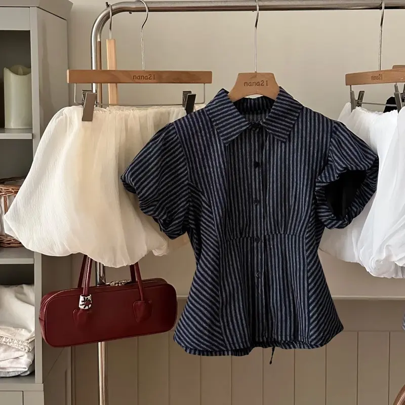 Áo sơ mi kẻ tay bồng Nana21 Nanastore21 A7979 Nữ Woman