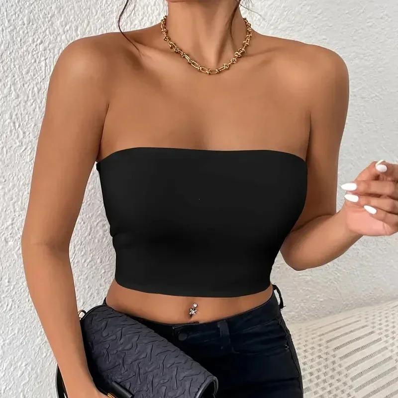 Áo Ống Bó Sát Gợi Cảm Và Co Giãn, Màu Trơn Áo Thường Ngày Hàng Ngày Quần Áo Nữ 4