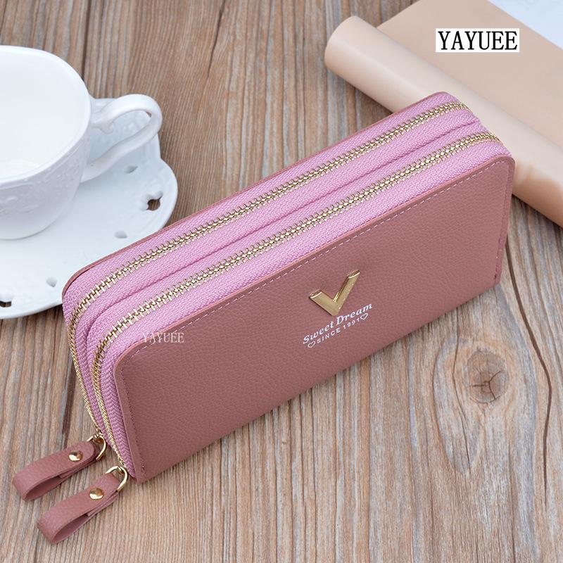 Ví Dài Có Khóa Kéo Đôi, BLYJ029 #, Thời Trang, Sức Chứa Lớn, Hai Lớp, Túi Cầm Tay Nữ, 2302 Da Clutch 4