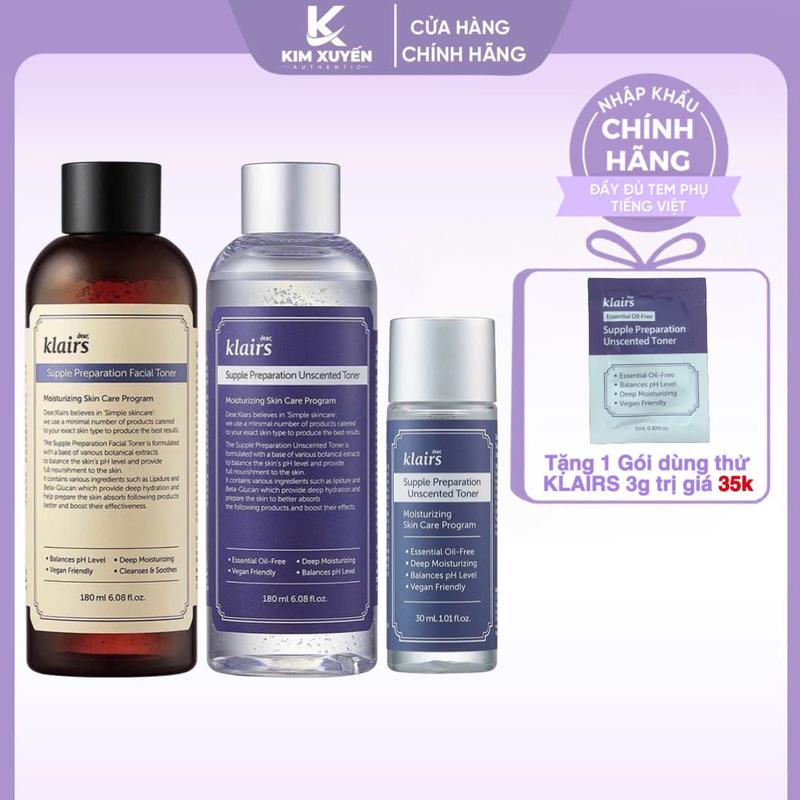 Toner dưỡng ẩm Dear Klairs - Tặng 1 Gói dùng thử Klairs 3g