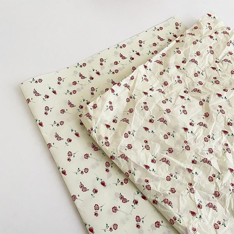 Tập 20 Tờ Giấy Nhăn Bó Hoa, Bọc Quà Họa Tiết Hoa Nhí, Nơ Xinh Xắn, Giấy Lót, Mếch Nến, Giấy Vò Loại 1 1