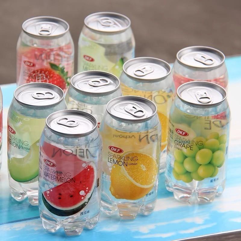 Thùng 24 Lon Nước Ngọt Có Gas OKF Hàn Quốc 350ml, Nước Sparkling Soda Hàn Quốc Đủ vị - Ăn Vặt Deku 5