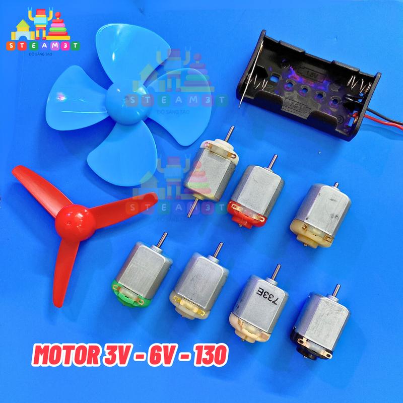 Motor mô tơ mini 130 3V - 6V đủ loại - đế pin AA - Cánh quạt mini - Dùng DIY…