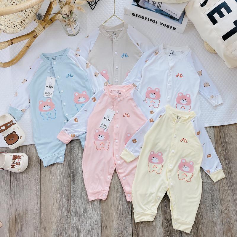 Bộ đồ liền thân body dài tay cho bé sơ sinh chất vải pettit mềm mát co giãn tốt, áo liền quần cho bé trai bé gái 3-11kg phù hợp mặc mùa hè thu  _ BD79