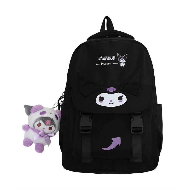 School Sanrio Kuromi Backpack Polyester School Bag Accessories Student Gift 4
