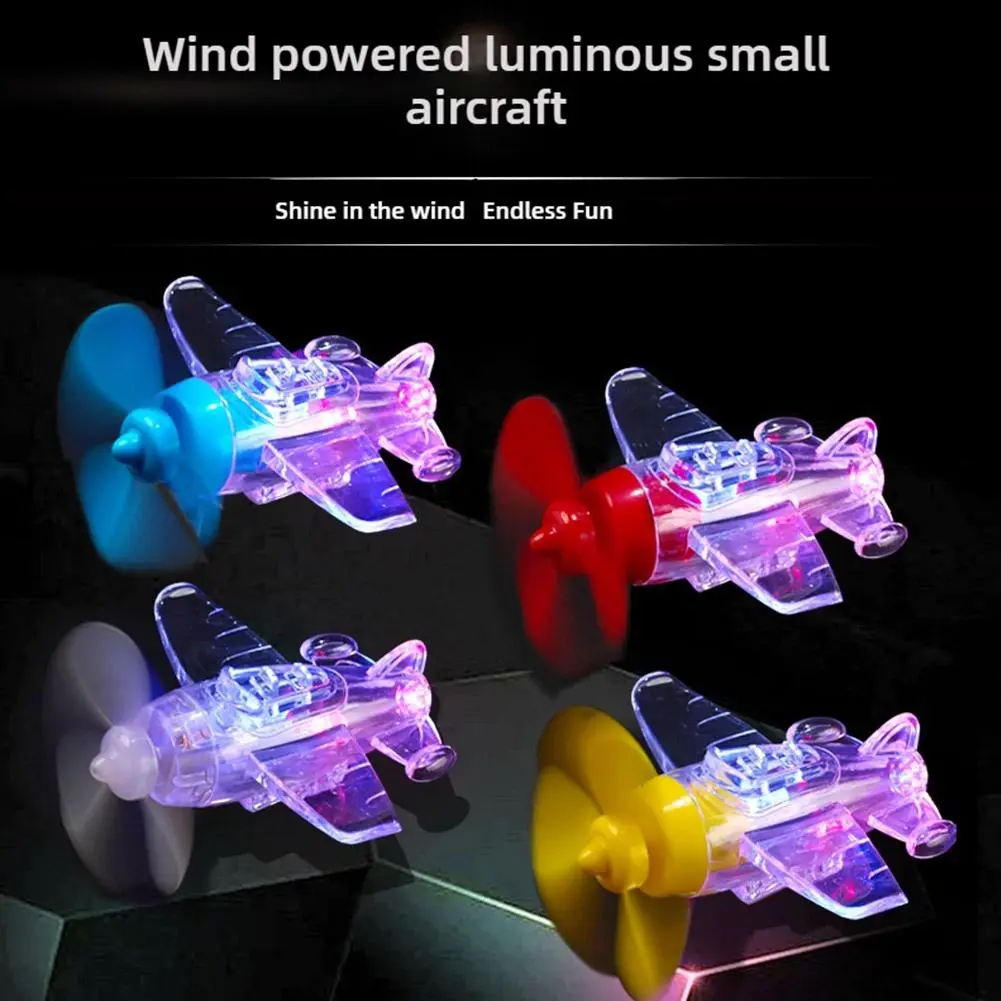 Car Decoration Wind-Powered Glowing Airplane Motorcycle Helmet Light-up Rotating Small Aircraft