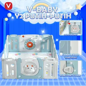 V-BABY CARE  Pagar anak tempat bermain bola,Bebas Pasang, dapat dilipat  gratis 100pcs bola,Matras merangkak,Tas penyimpanan, ring basket/VBABY-Y2