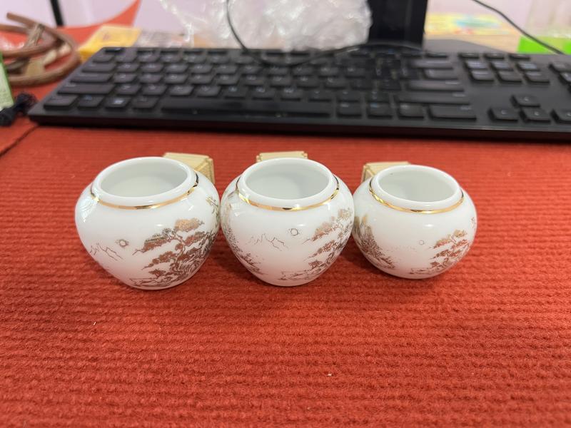 Combo 3 Cóng sứ chào mào decal phượng miệng vàng tai tre tầu dành cho chim chào mào giá rẻ Phụ kiện lồng chim