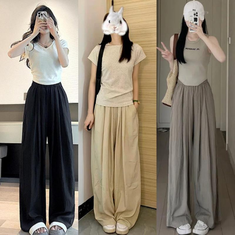 [MỞ BÁN ]  [COMBO 2 QUẦN] Quần ống rộng cạp chun chất gió lụa dành cho nữ