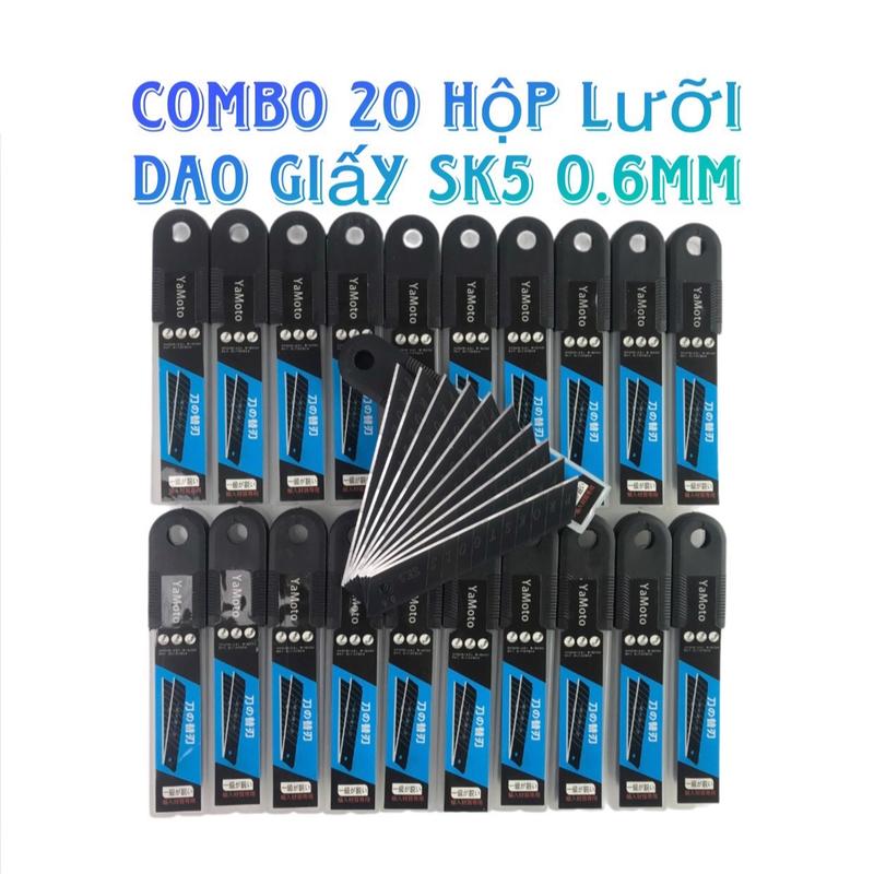 Lưỡi Dao Giấy Thép Đen SK5 0.6mm (Combo 10 Hộp, 20 Hộp). Lưỡi Dao Rọc Giấy, Dao Trổ, Lưỡi Dao Đa Năng 18*100mm. Bền Bỉ, Sắc Bén.