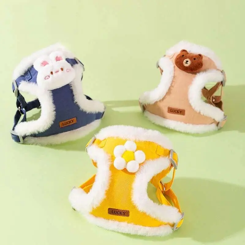 Autumn Winter Adjustable for Small  Thickened Warm Dog Harness with Leash Pet Vest Chihuahua Bichon Accessories