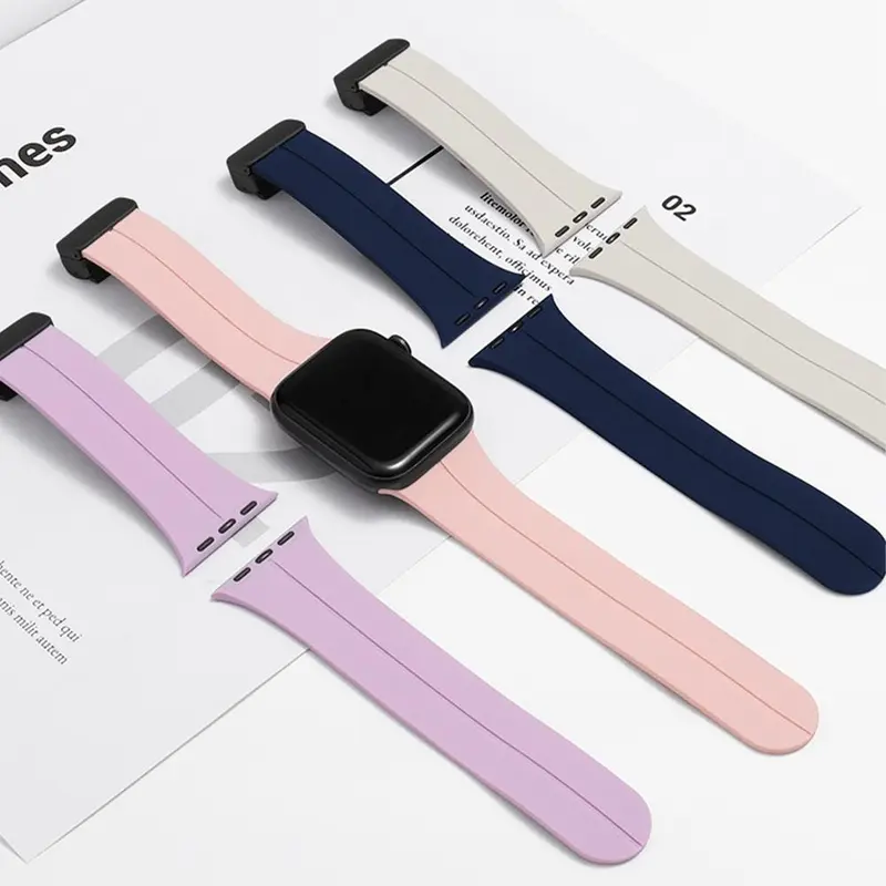 Dây Đeo Đồng Hồ Silicon Từ Tính Cho Đồng Hồ Thông Minh, Dây Đeo Đồng Hồ Thông Minh Dòng Ultra 8 SE 7 6 4 3 IWatch 49Mm 44Mm 45Mm 41Mm 40Mm 42Mm 38Mm, Mới 5