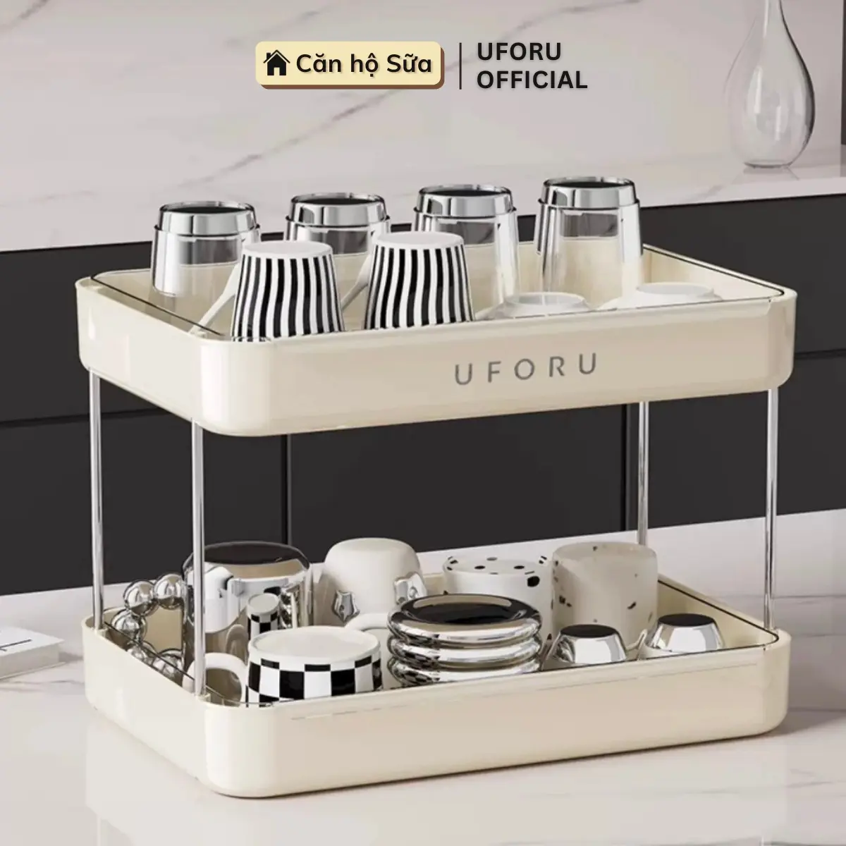 Kệ Đựng Mỹ Phẩm Nước Hoa, Giá Úp Cốc UFORU Chất Liệu Nhựa ABS Cao Cấp Thiết Kế Sang Trọng - UF596