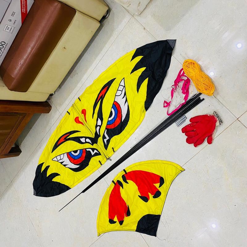 Combo tự làm diều xỏ khung 1m7 thẳng bao gồm 1 áo diều 4 nan cabon xoắn cánh 1 nan cái. 2 thanh đuôi cáp tặng dây thả 100m găng tay 2 pass cánh 1 pass đuôi Toy Đồ Chơi