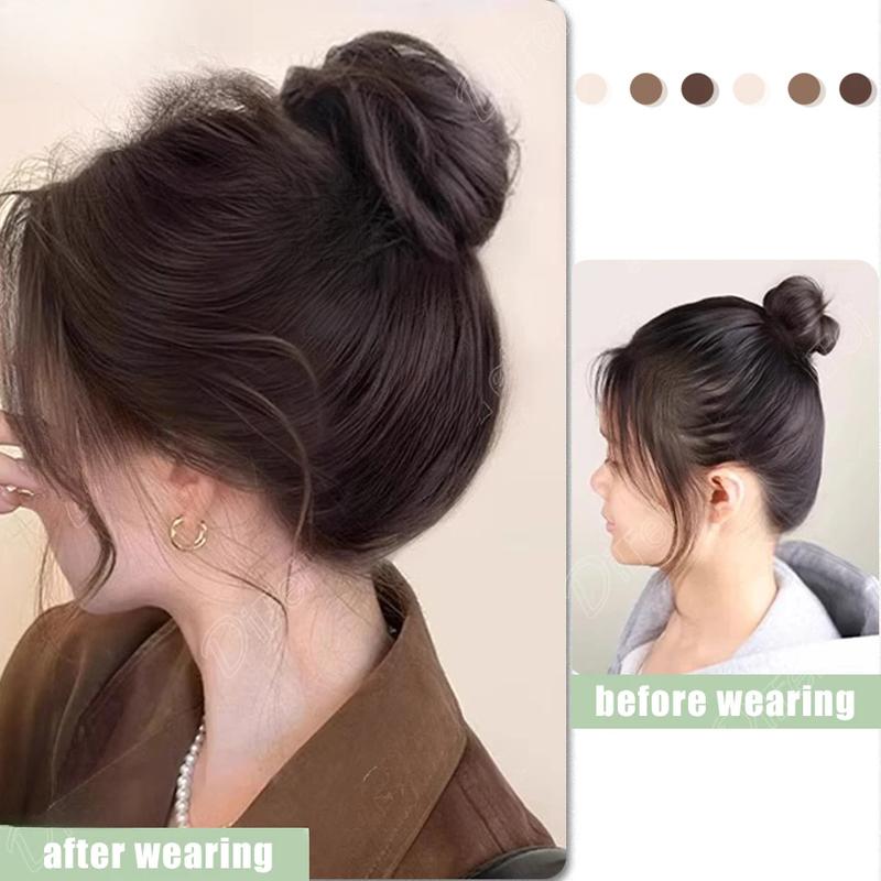 Tóc Giả Tổng Hợp, Kiểu Búi Tóc Thẳng Bánh Rán, Nữ, Bồng Bềnh, Tăng Mở Rộng Tóc, Kẹp Kiểu, Tóc Giả Búi Tóc Thẳng Bánh Rán 2