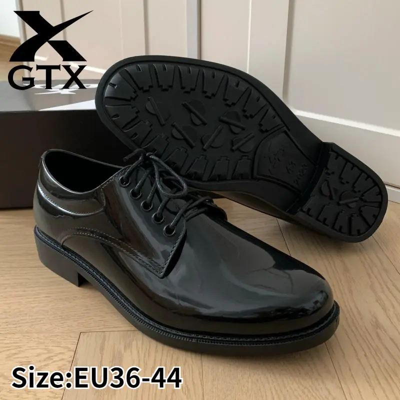 GTX Men Black Shoes Office School Security Guard Shoes Waterproof  Flexible Formal Shoes Service Work Shoes Footwear Boy Walking Shoes Comfort