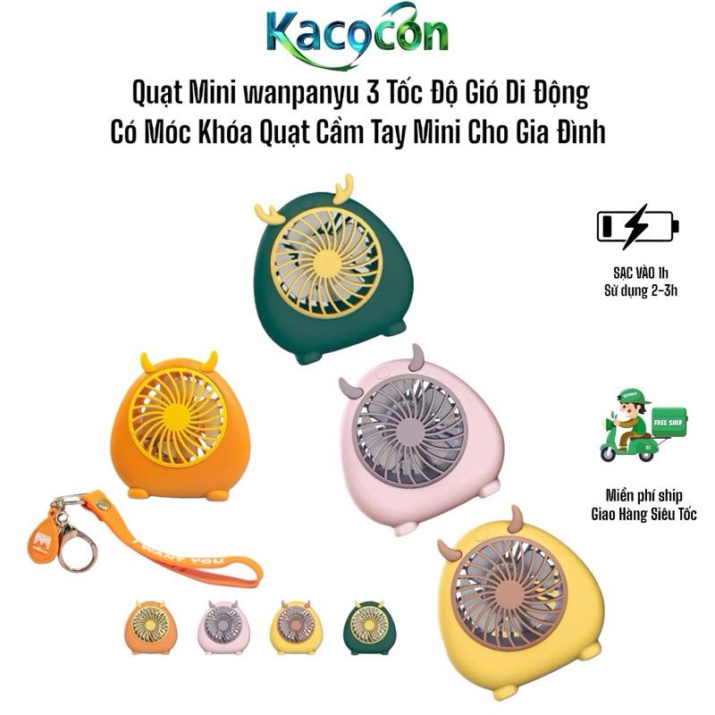  Quạt mini cầm tay sạc điện hình thú cute có đèn tích điện  cổng sạc usb  để bàn đeo cổ 