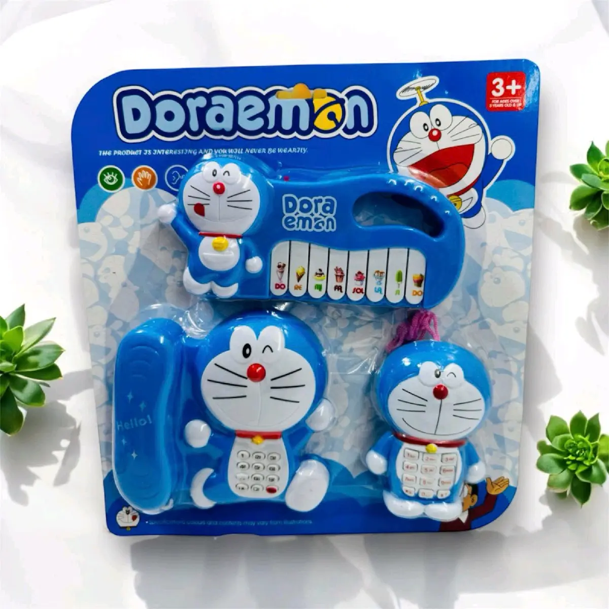 Bộ đồ chơi âm nhạc  3 món trong 1 vĩ (gồm có mô hình điện thoại và mô hình cây đàn) Có sử dụng pin AA. Có hình mèo kitty và doremon. Phát Nhạc Toy. Loa. dienthoai dochoi _ hop nhac ban ban  nhạc đàn piano