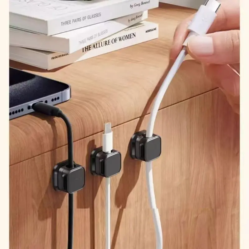 Cable Management Holder, 6 Counts Magnetic Cable Organizer, Cable Management Clip, Desk Organizer for Home Office, Desk Accessories 6