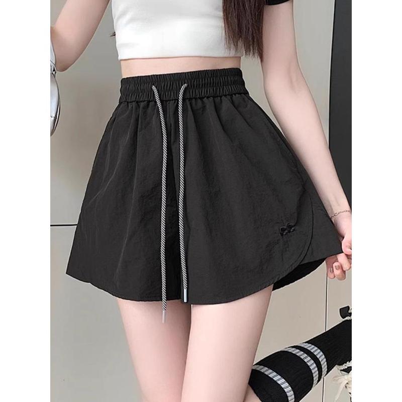 Quần Đùi Nhanh Khô, Chất Liệu Lụa Lạnh Quần Ống Rộng, Dành Cho Nữ Mùa Hè, Ngoại Cỡ, Quần Thể Thao Ngắn 2