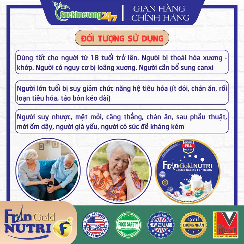 Sữa y tế FranGoldNutri F giúp phòng ngừa loãng xương, tái tạo sụn khớp, dùng được cho người tiểu đường - Lon 900g 4