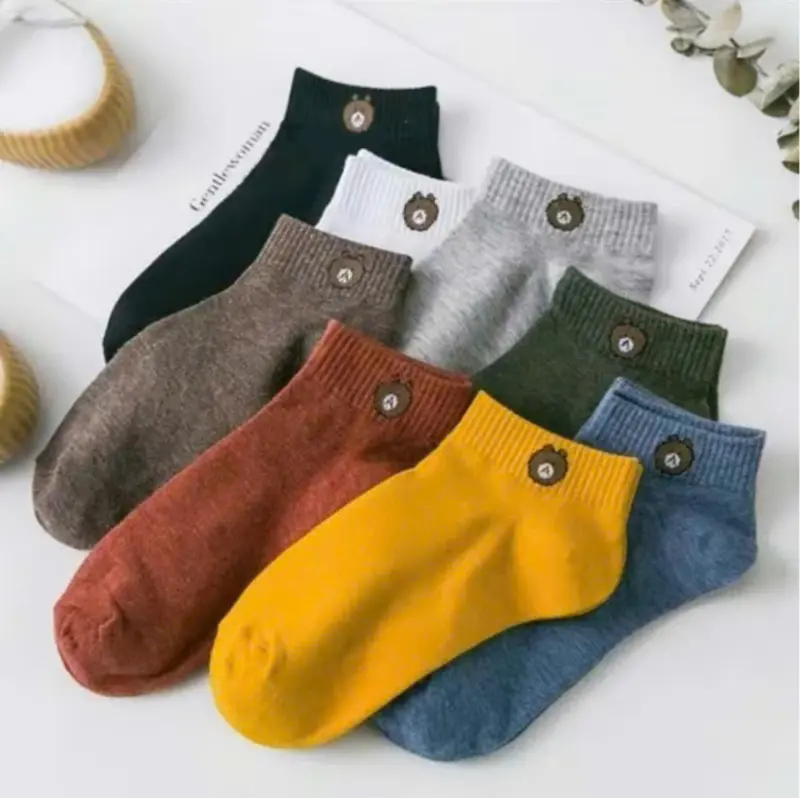 COMBO 20 đôi tất vớ nữ cổ ngắn hình gấu kute , tặng mè túi rút ,chất mềm mại , thoáng mát 3