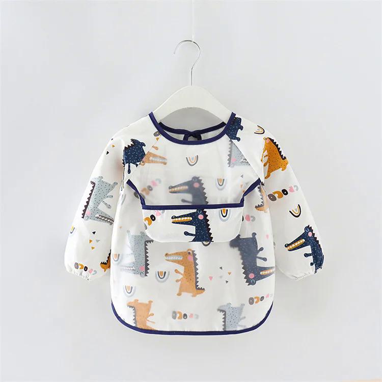 Product Introduction of Newborn Baby Bibs Blouse Waterproof Long-sleeved Reverse Dressing Infant Eating Clothes Apron Bib Protective Clothing 0-2Years 2