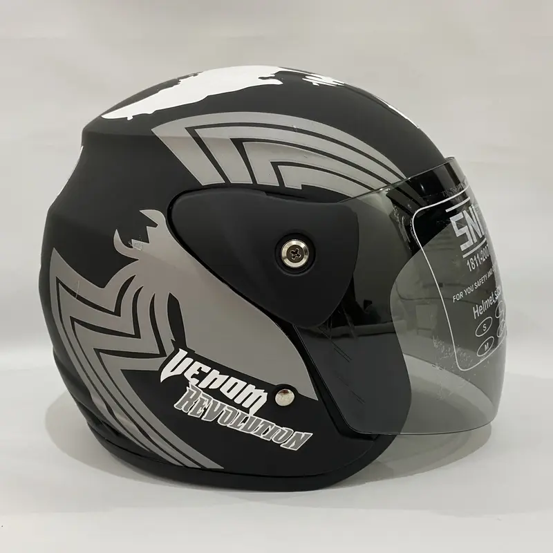 HELM HALF FACE EVO EVOLUTION VENOM SPARTAN KACA SILVER-PELANGI / UNTUK PRIA DAN WANITA DEWASA SNI Motorcycle 5