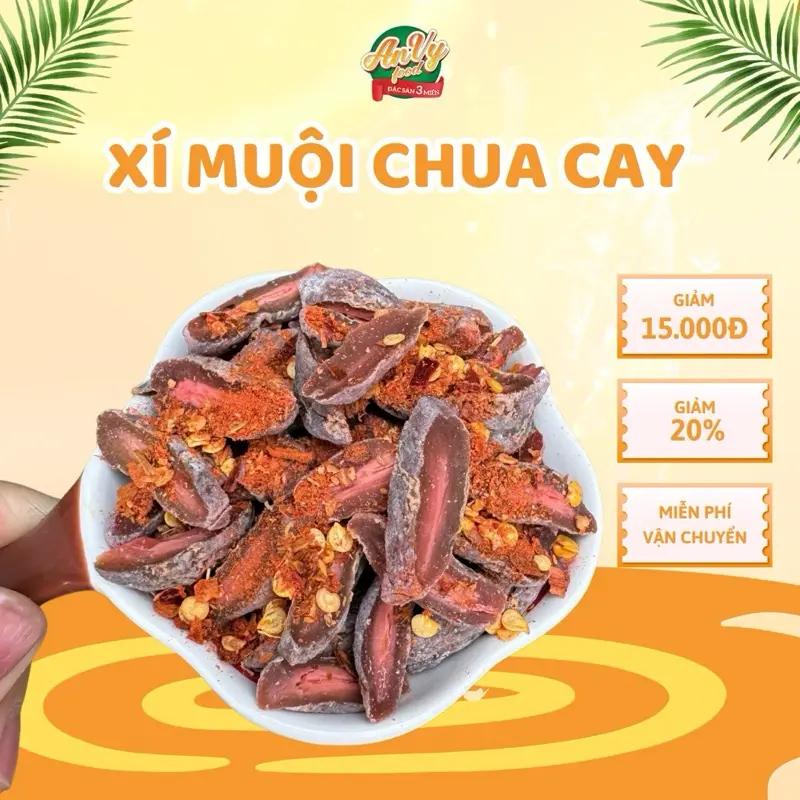 450gr Xí Muội Không Hạt Lắc Ớt Chua Cay - Ăn Vặt AnVy Foods
