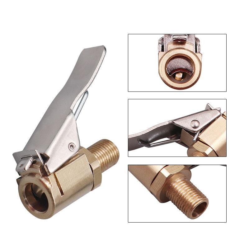 Vòi Bơm Hơi Xe Đạp / Xe Máy / Xe Hơi Đồng Thau, Đầu kẹp van bơm bánh xe hơi/ xe tải bằng đồng thau ren 8mm, Đầu nối van bơm lốp xe hơi, Kẹp Van Lốp hơi, xe máy 3
